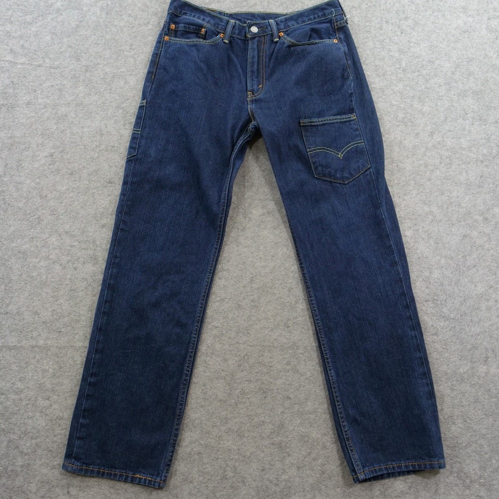 Levis 514 Jeans Mens 34 Blue Denim Utility Workwear Straight Leg Carpenter